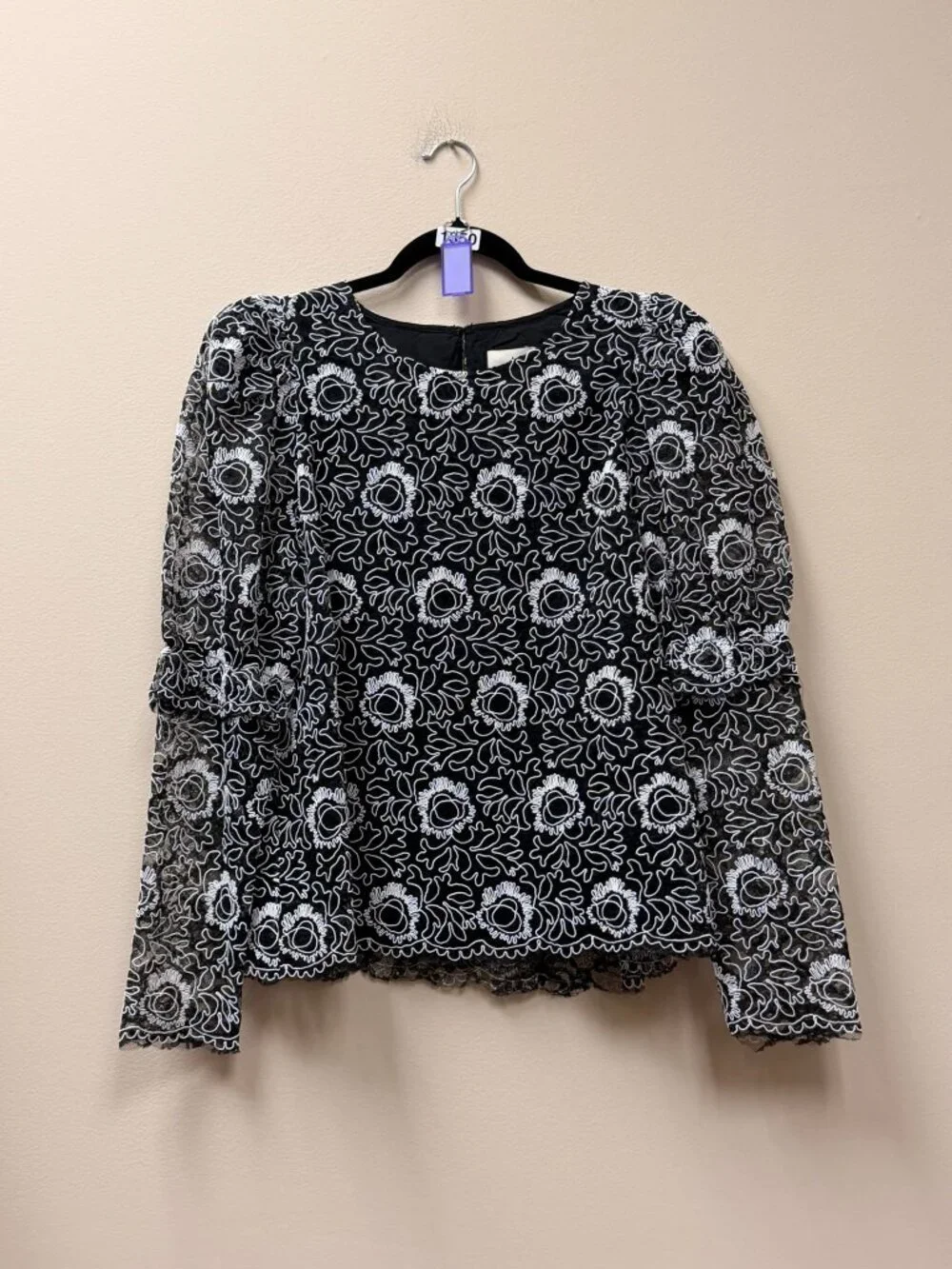 TUCKERNUCK Black Lace Baldwin Blouse Size L NWT Retail $198 Tuckernuck